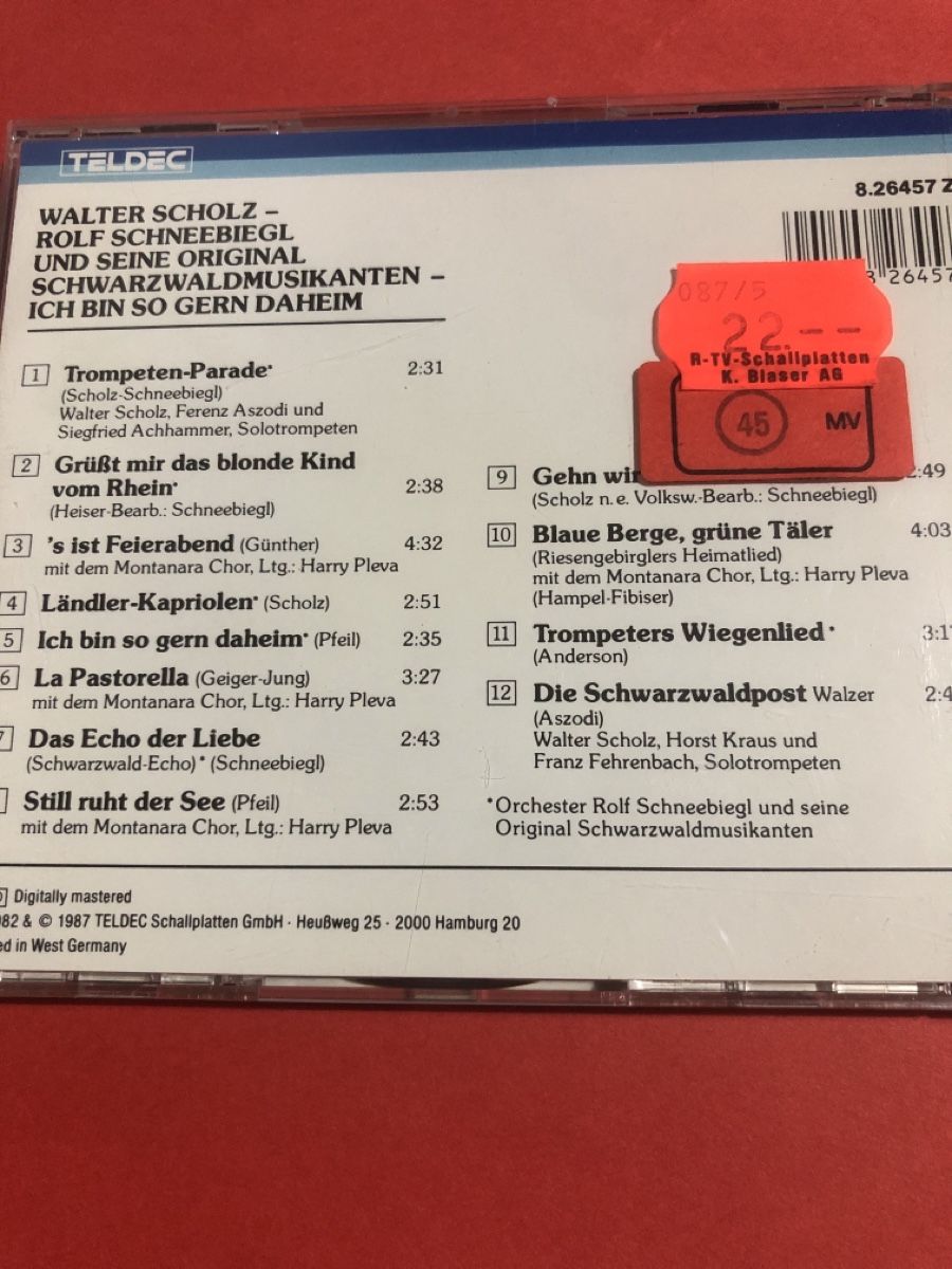 CD: CD Walter Scholz Ich bin so gern daheim Teldec 1987 – Usato da Flaach venduto da rubo7 2