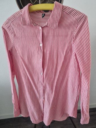 Lässige Bluse, gestreift rot/weiss, Gr. 34