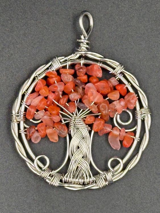 COAI Baum Des Lebens Halskette - Obsidian Anhänger 3cm Mit Edelstahlkette