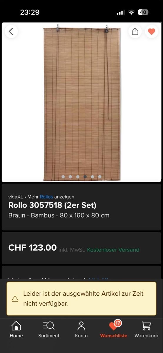 Tende: Bambus Rollo 2-er Set 80x160 – Usato da Arbon venduto da giano99 5
