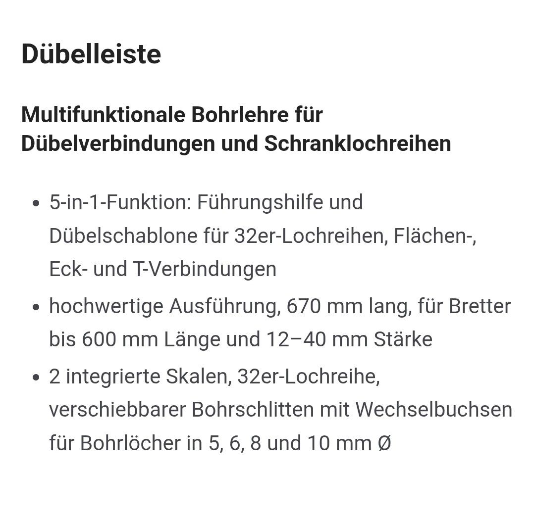 Eisenwaren: Wolfcraft Dübelleiste – Neu (gemäss Beschreibung) aus Bürglen UR von Farosan 1