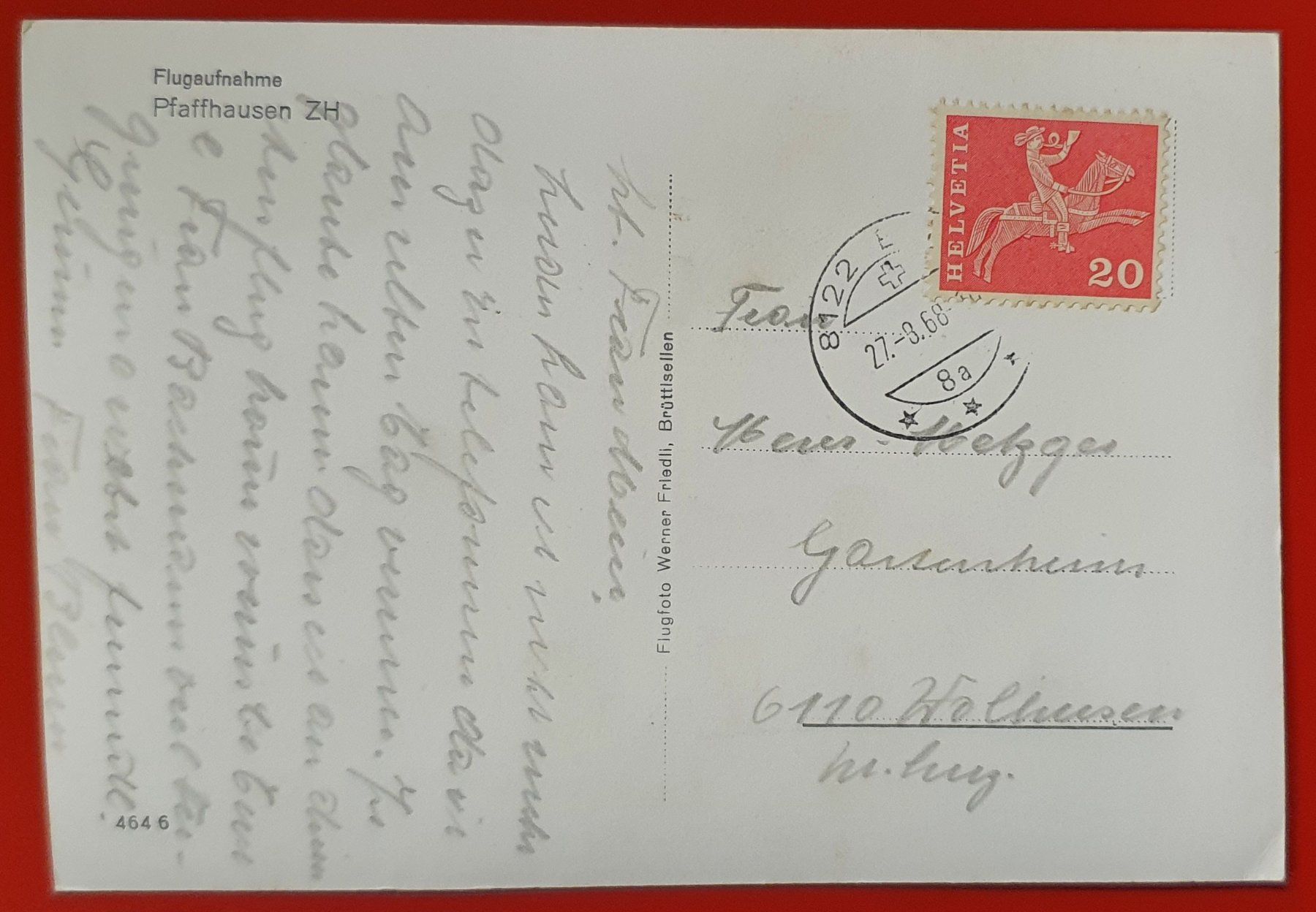 Ansichtskarten: Flugaufnahme Pfaffhausen 1968 – Gebraucht aus Kreuzlingen von Rschweiz1 1