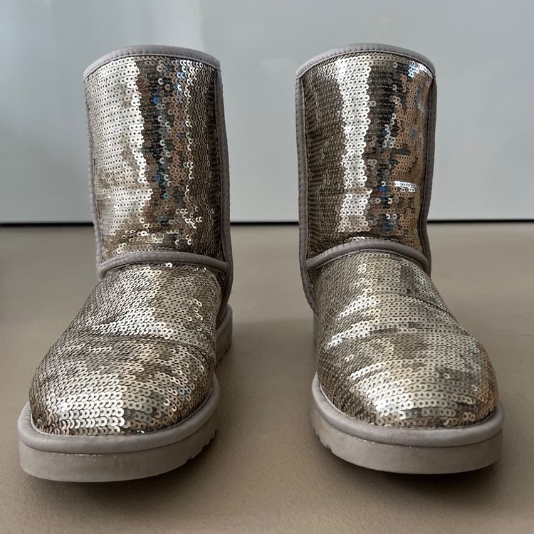 Pailletten Glitzer Stiefel Silber UGG Boots Mit Silbernen Pailletten - Main Image