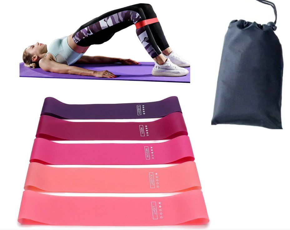 5 bandes élastiques pour fitness, musculation avec sac. (Neuf avec