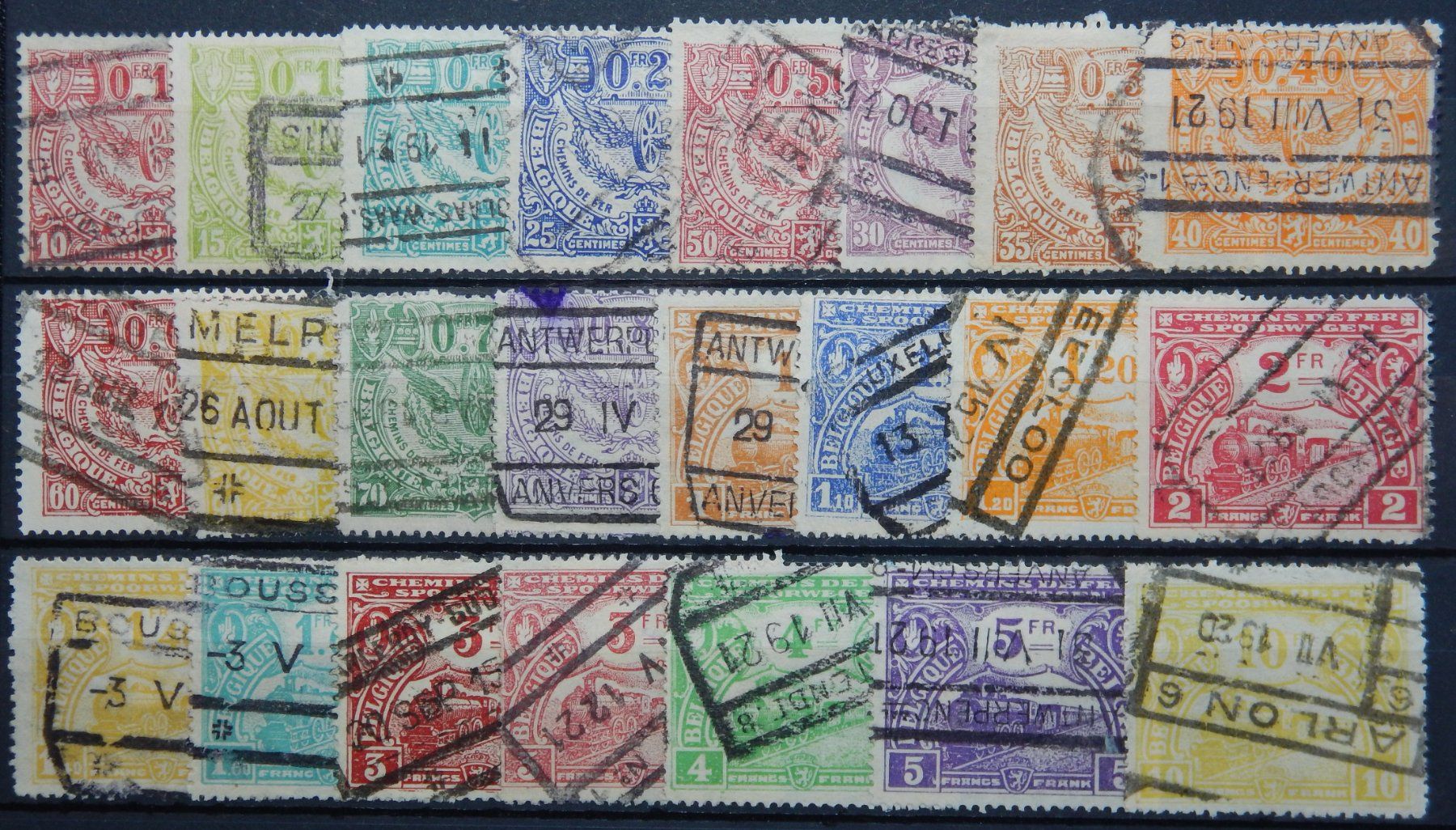 Tutti i francobolli: Belgien Eisenbahn ex. Kat. 100-121 gest. 1920 – Usato da Zürich venduto da Muehlekauf