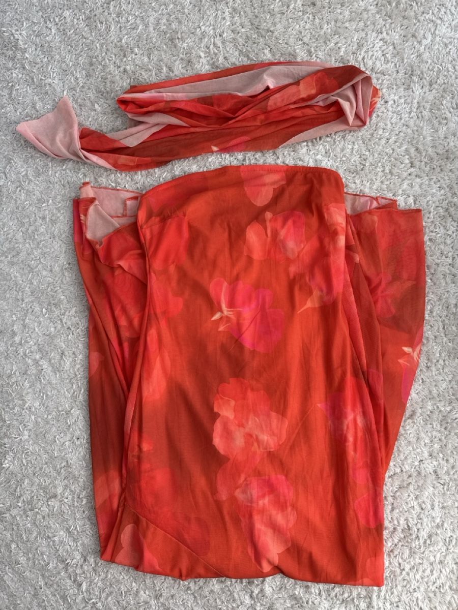 Vestiti: Langes orangenes Kleid mit Blumenmuster, Gr. M – Nuovo (secondo la descrizione) da Gächlingen venduto da anjuli_123