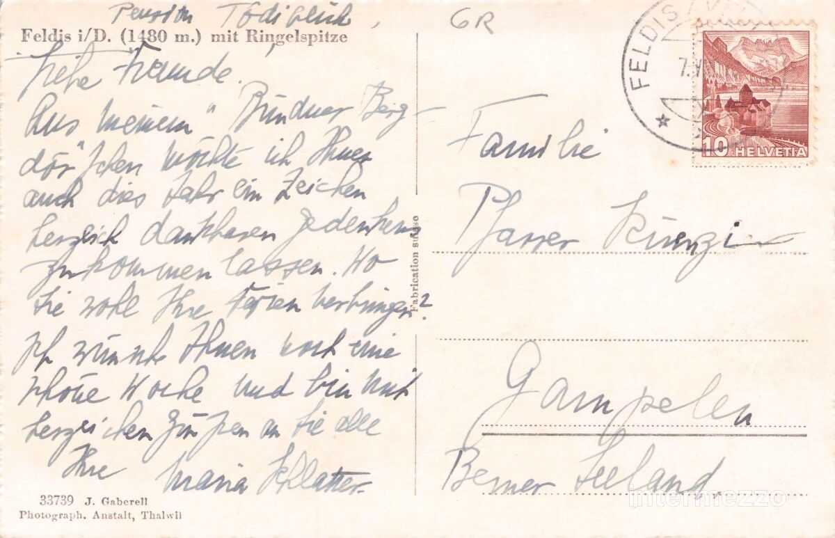 Cartoline postali: Feldis GR // Dorf Ringelspitze Schnee // Sommer – Usato da Basel venduto da intermezzo12 1