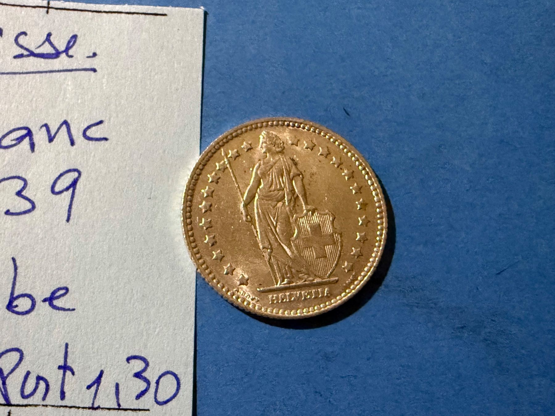 Tutti le monete: SUISSE : 1 FRANC 1939 - SUPERBE – Usato da genève venduto da GEnumist 2