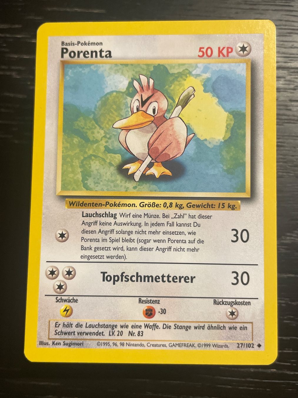 Pokémon Carte collezionabili: Pokemon Porenta base set 27/102 DE – Usato da Hugelshofen venduto da Suimosa