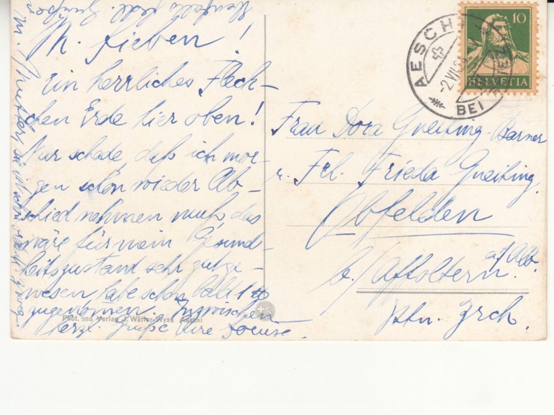 Cartoline postali: Aeschi-Landschaft 1924 – Usato da Bürglen TG venduto da StampGraf 1