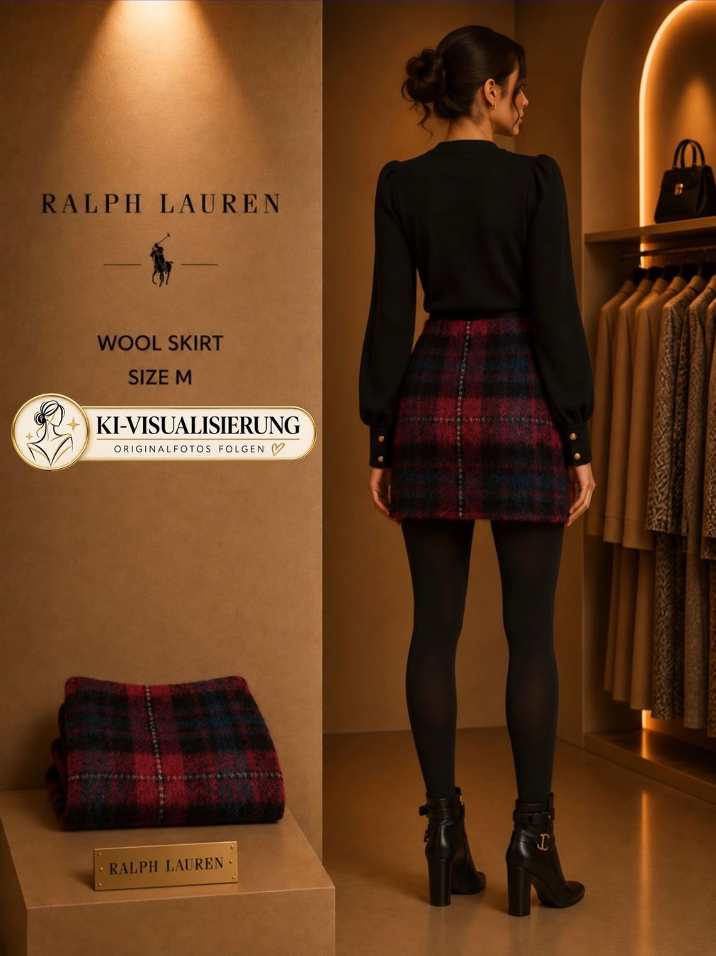 Ralph Lauren Gonne: Lauren Ralph Lauren Wollrock kariert Rot/Schwarz – Grösse M – Nuovo (secondo la descrizione) da Fällanden venduto da TH-Boutique- 1