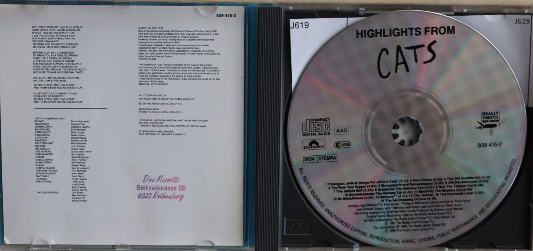 CDs: Highlights From Cats – D'occasion à Luzern par CONTENTI 1