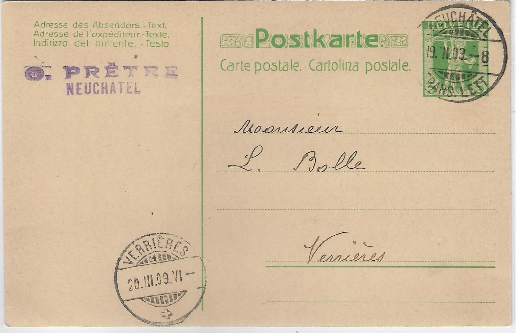 Cartoline postali: Chocolat Suchard Privatganzsache 1909 – Usato da Ettingen venduto da Kartenplanet 1
