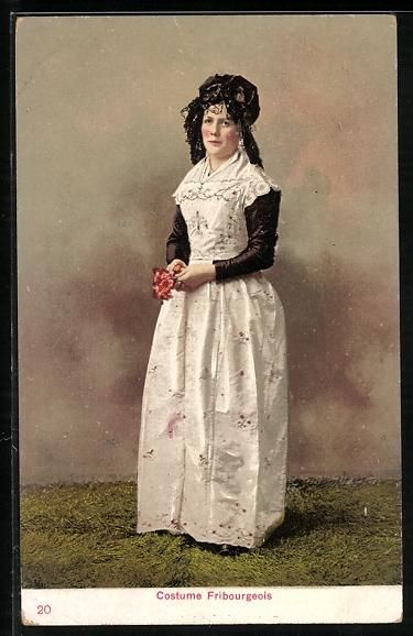 Cartoline postali: AK Schweiz, Costume Fribourgeois – Usato da Berlin venduto da bartko-reher