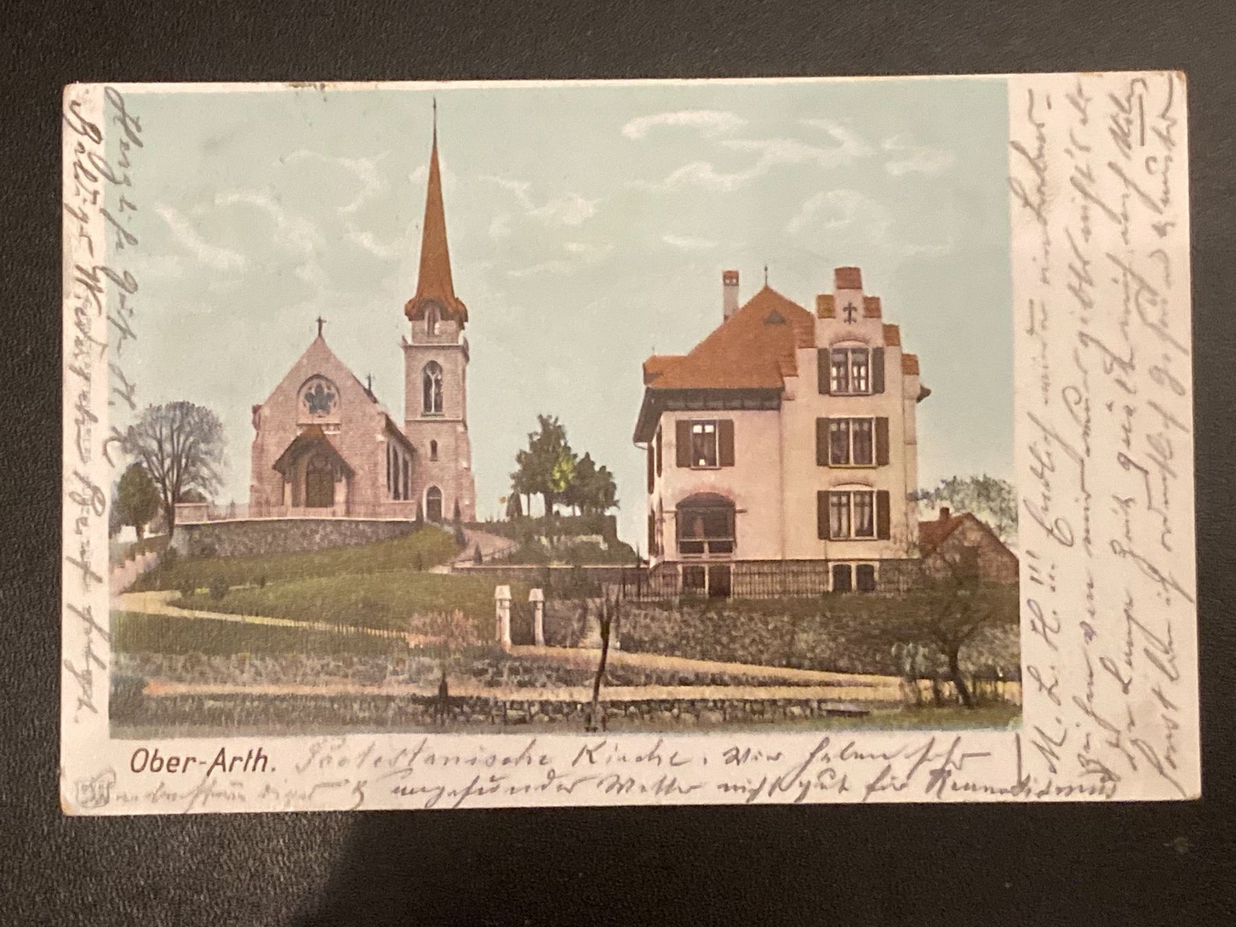 Cartoline postali: 1904 Ansichtskarte Oberarth, reformierte Kirche, Goldau. – Usato da Buchrain venduto da Blochha