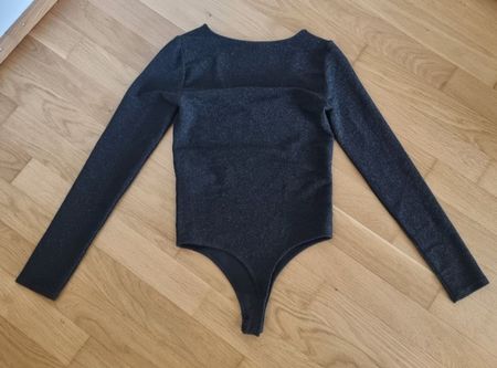 Schwarzer Glitzer Body, S