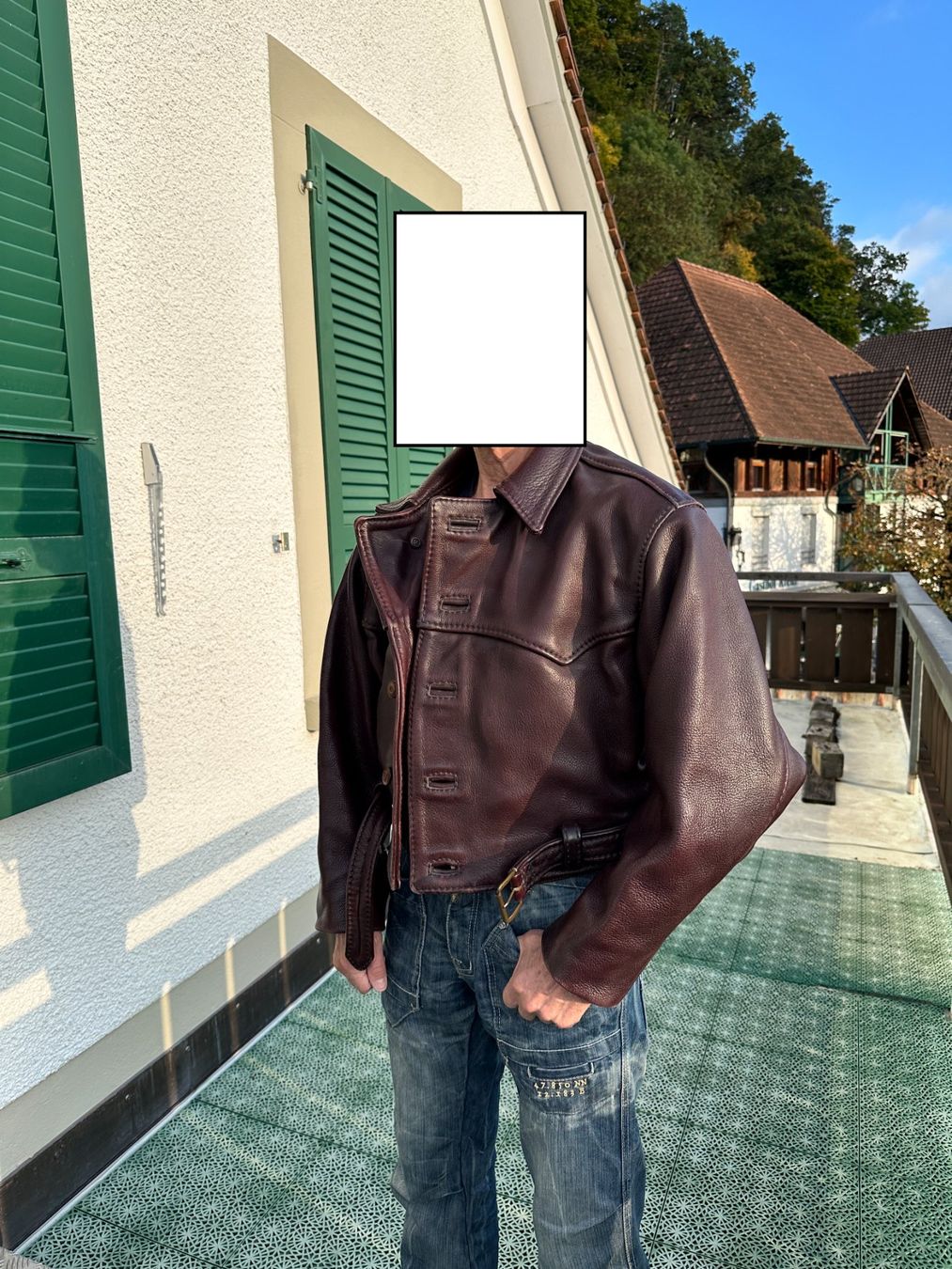 Giacche: Edle Lederjacke, braun-bordeauxrot, Einzelanfertigung M – Usato da Gümmenen venduto da FelizitasHermann 4