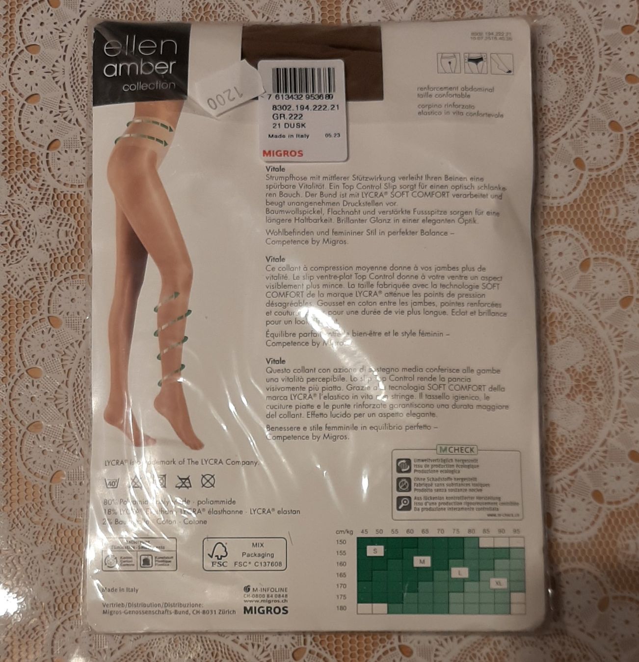 Ellen Amber Calze & Collant: Ellen Amber Vitale Strumpfhose 23den Gr.M Dusk/Hellbraun – Nuovo e nell'imballaggio originale da Amriswil venduto da Celini3 1