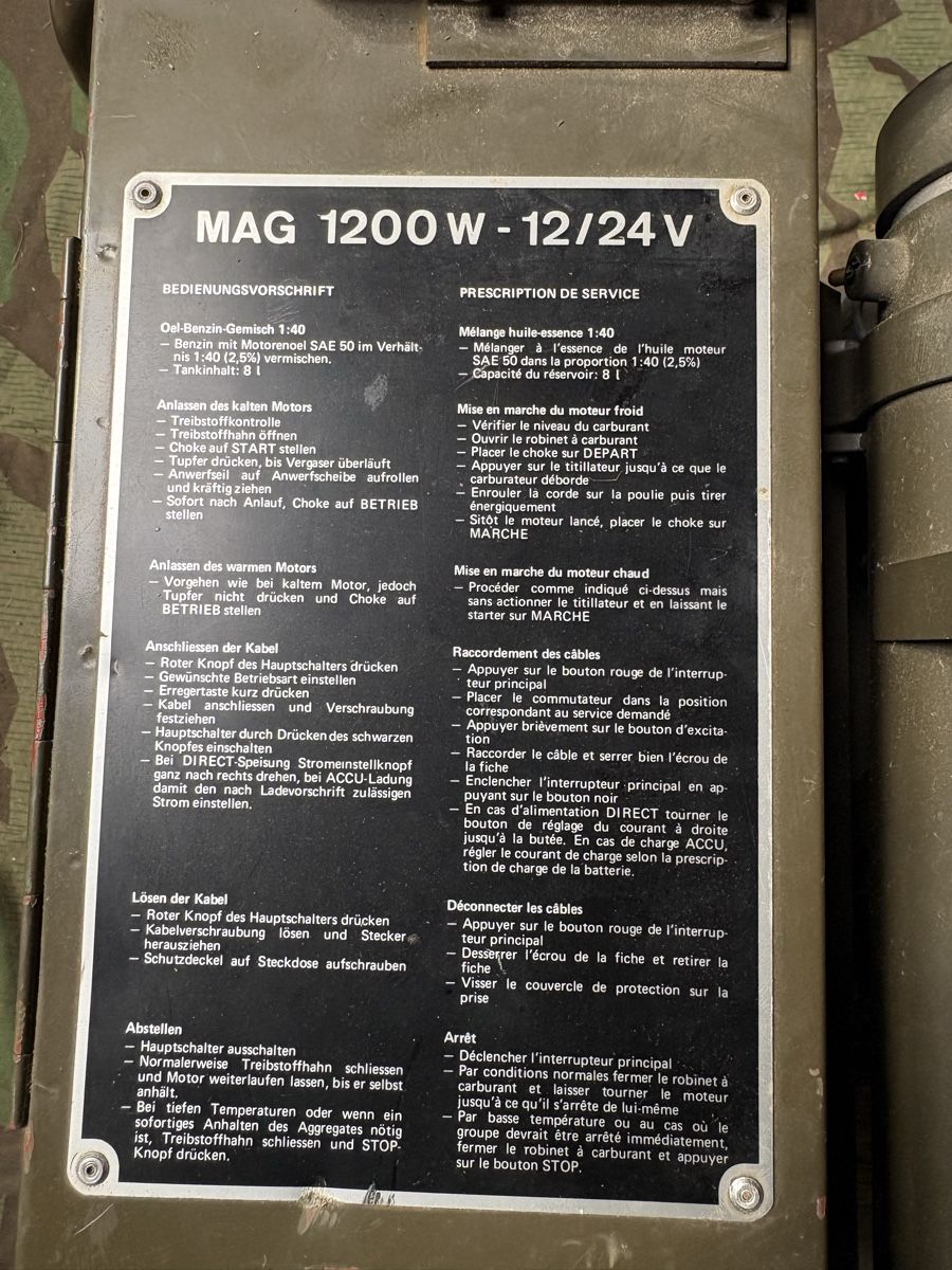 Generatori di corrente: Schweizer Armee Notstromaggregat – Usato da Wil ZH venduto da El_Bicho 7