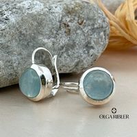 Sterling Silber 925 Ohrringe mit Aquamarin