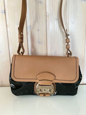 Bally Umhängetasche Lackleder braun schwarz Handtasche Vi...