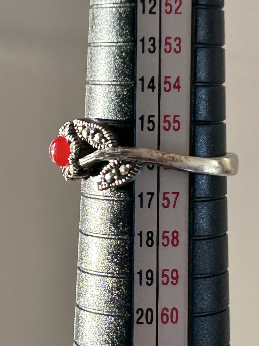 Anelli: Roter Vintage Ring, 925 Silber, Grösse 56 – Usato da Düdingen venduto da Reconflo 3