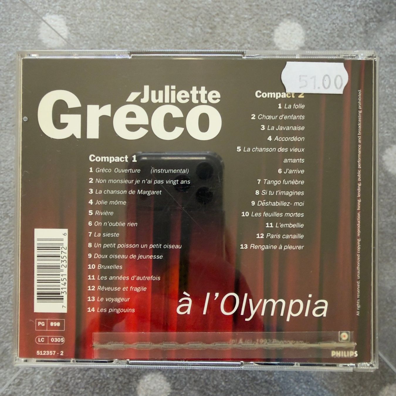 CD: Juliette Gréco - à l'Olympia 1993 – Usato da Bern venduto da MarieBrocante 1