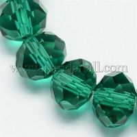 2 Rondellen Glas facettiert grün 10x8mm
