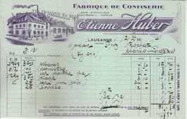 Rechnung Fabrique de Confiserie Etienne Huber Lausanne 1921