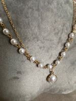 2er Set Perlen Halskette Gold mit Anhänger neu