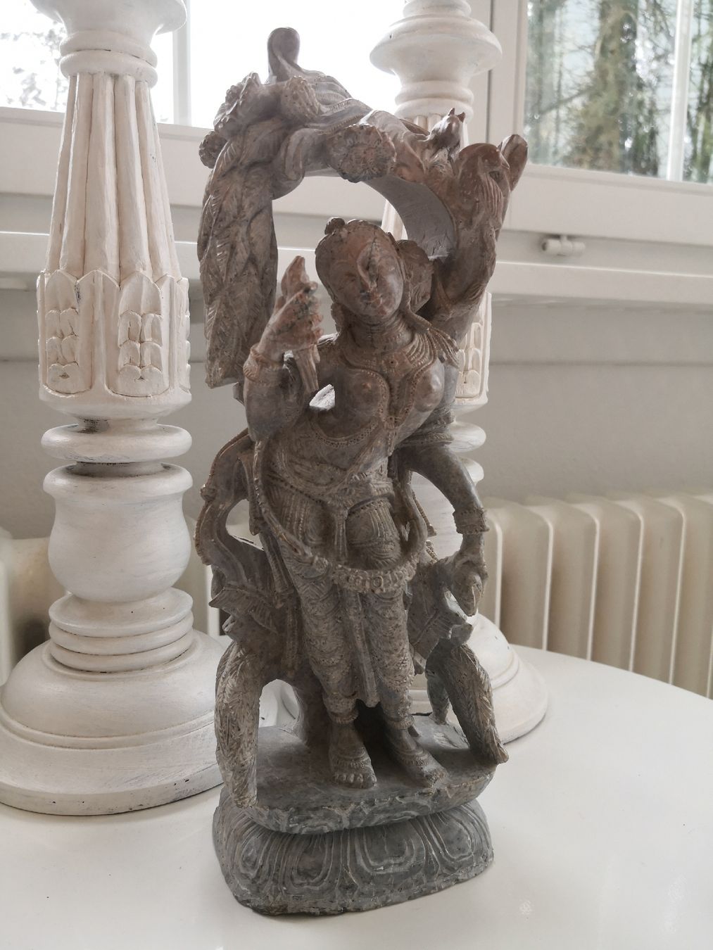 Sculture & Statue: HANDGEMEISELTE DEVA STATUE AUS SPECKSTEIN EINZELSTÜCK INDIEN – Nuovo (secondo la descrizione) da Olten venduto da Naja-Twins-Twins 3