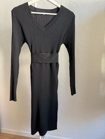 Robe maille noir ceinture amovible, t.36/S