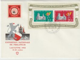 Brief mit Block Nr 35 Mit Vignette Exposition Nationale 1955