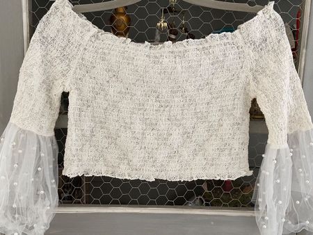 Forever21 neu S Crop Top Blusenshirt Perlenverzierung