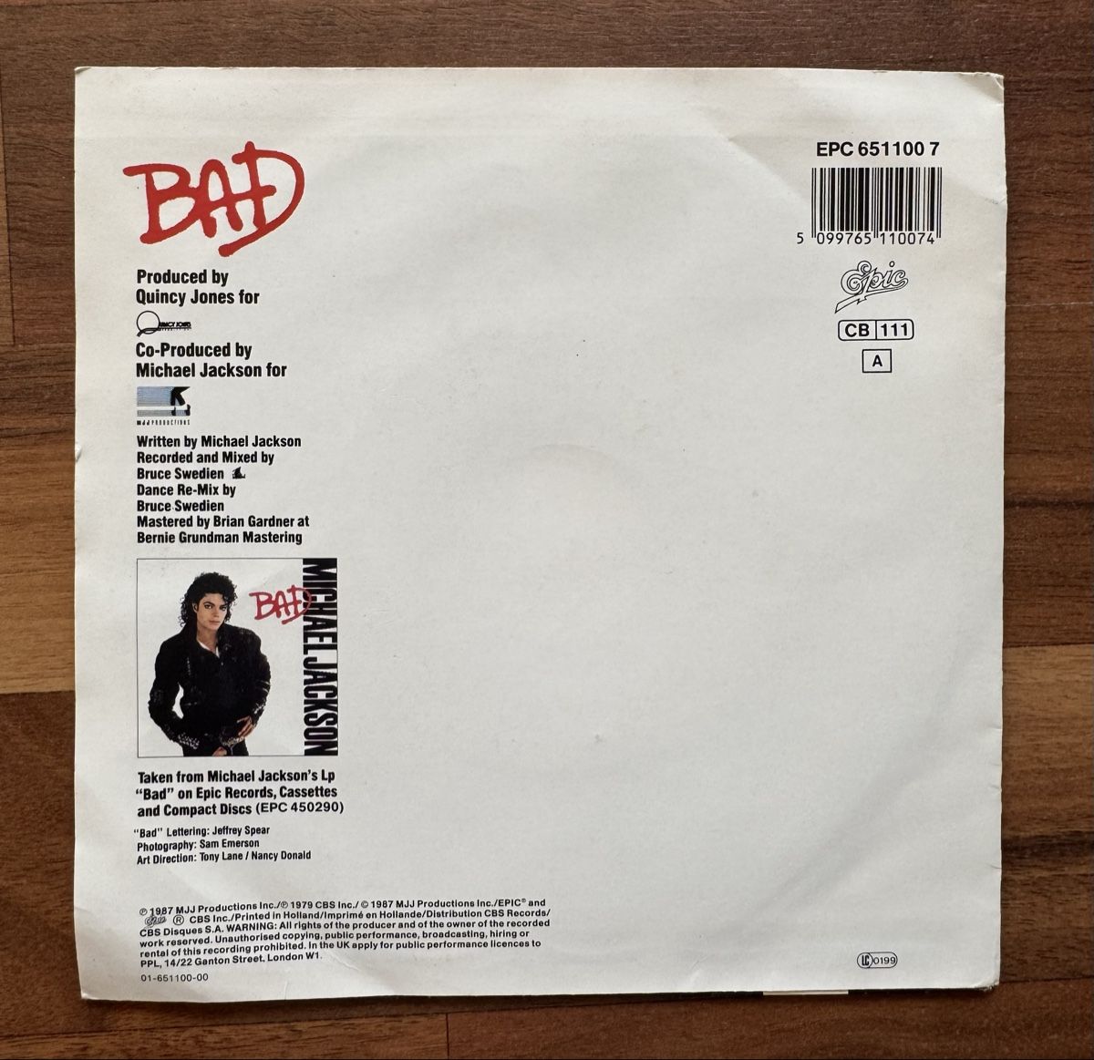 Dischi in vinile: Michael Jackson - Bad - 7" Single - 80s – Usato da Rorbas venduto da BlackstarRecords 1