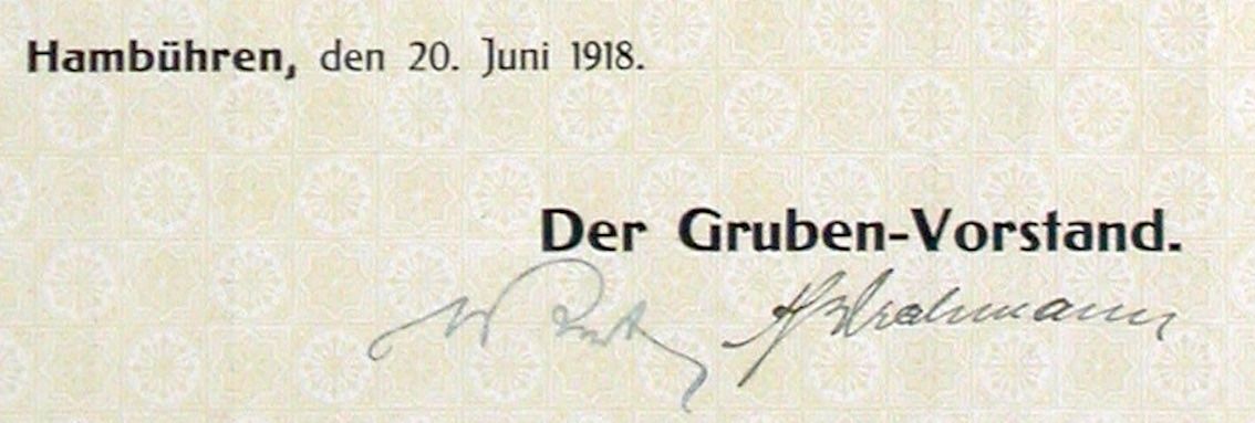 Documenti: Gewerkschaft Einigkeit III, Hambühren - 1918 – Usato da Solothurn venduto da Sgasche 1