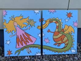 Die Prizessin und der Drache - Kunst fürs Kinderzimmer