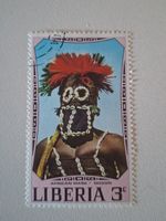 Liberia Briefmarke: Afrikanische Maske Dogon 3 Cent!