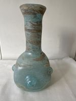 Blaue Glasvase mit Verzierungen, Vintage. ca. 17,5 cm hoch 