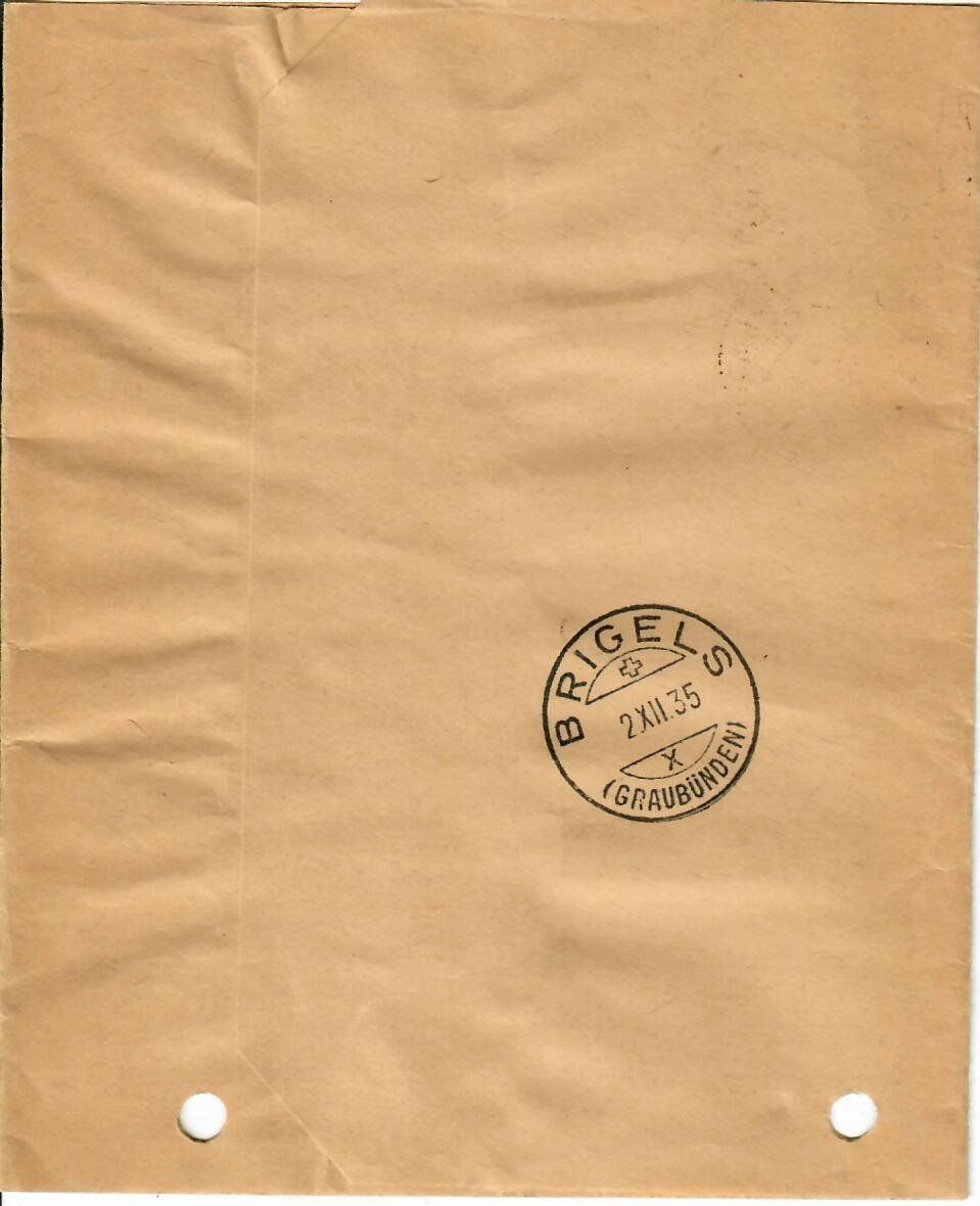 Tutti i francobolli: Brief, Gasetta Romontscha Mustér - Disentis  1935 – Usato da Hochdorf venduto da Ziegel-16 1