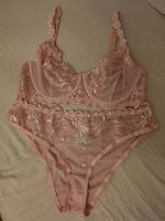 Neu; Set BH rosa mit Spitze gr.90E  /Slip XL
