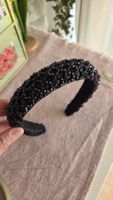 Glitzernder Haarreif, Schwarz, handbestickt, Sommer Accessoi