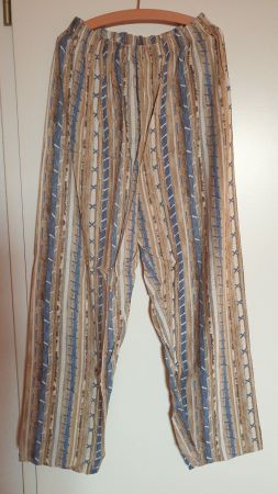 Sommerhose M-L (XL), Beige Blau Weiss, France, Viscose