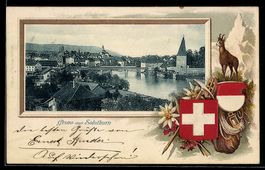 Solothurn, Ortsansicht mit Fluss und Br