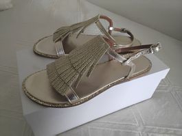 Sandales dorées à franges et paillettes, T38