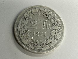 2 Fr. Silber Schweiz 1878 -ss
