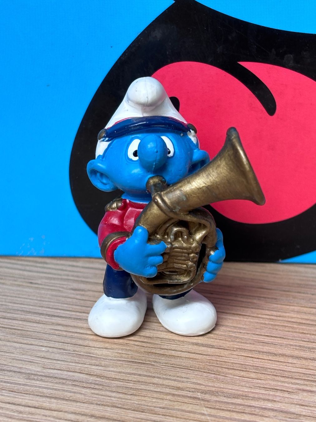 Schleich Statuette: Schlumpf mit Tenorhorn, Orchester – Usato da Lyss venduto da Duckszone