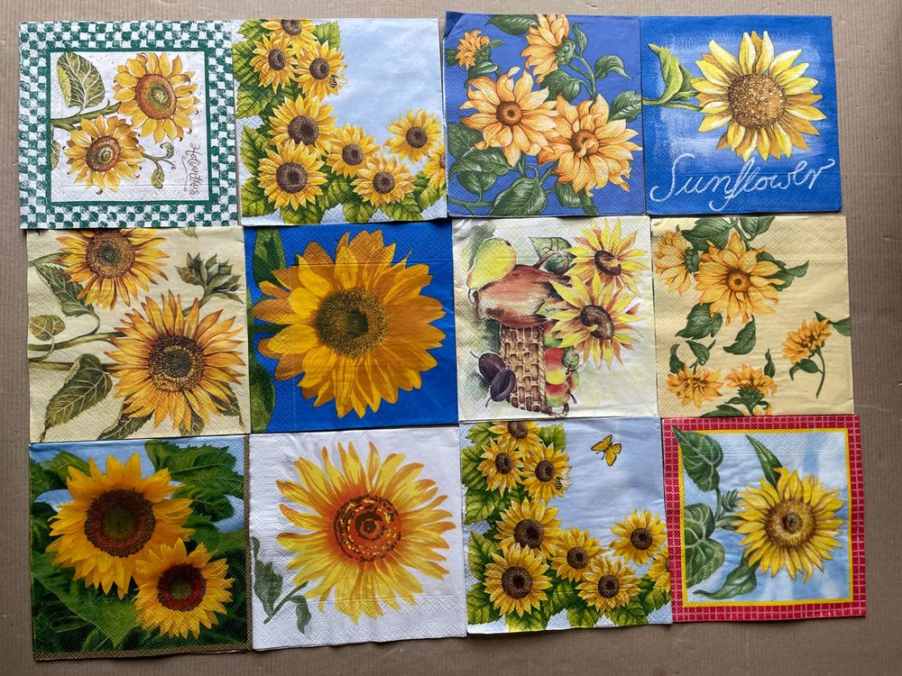 Boston International IHR Papierservietten – 16 Stück, Sonnenblumen-Motiv, 3-lagig, 21,6x11,4 Cm