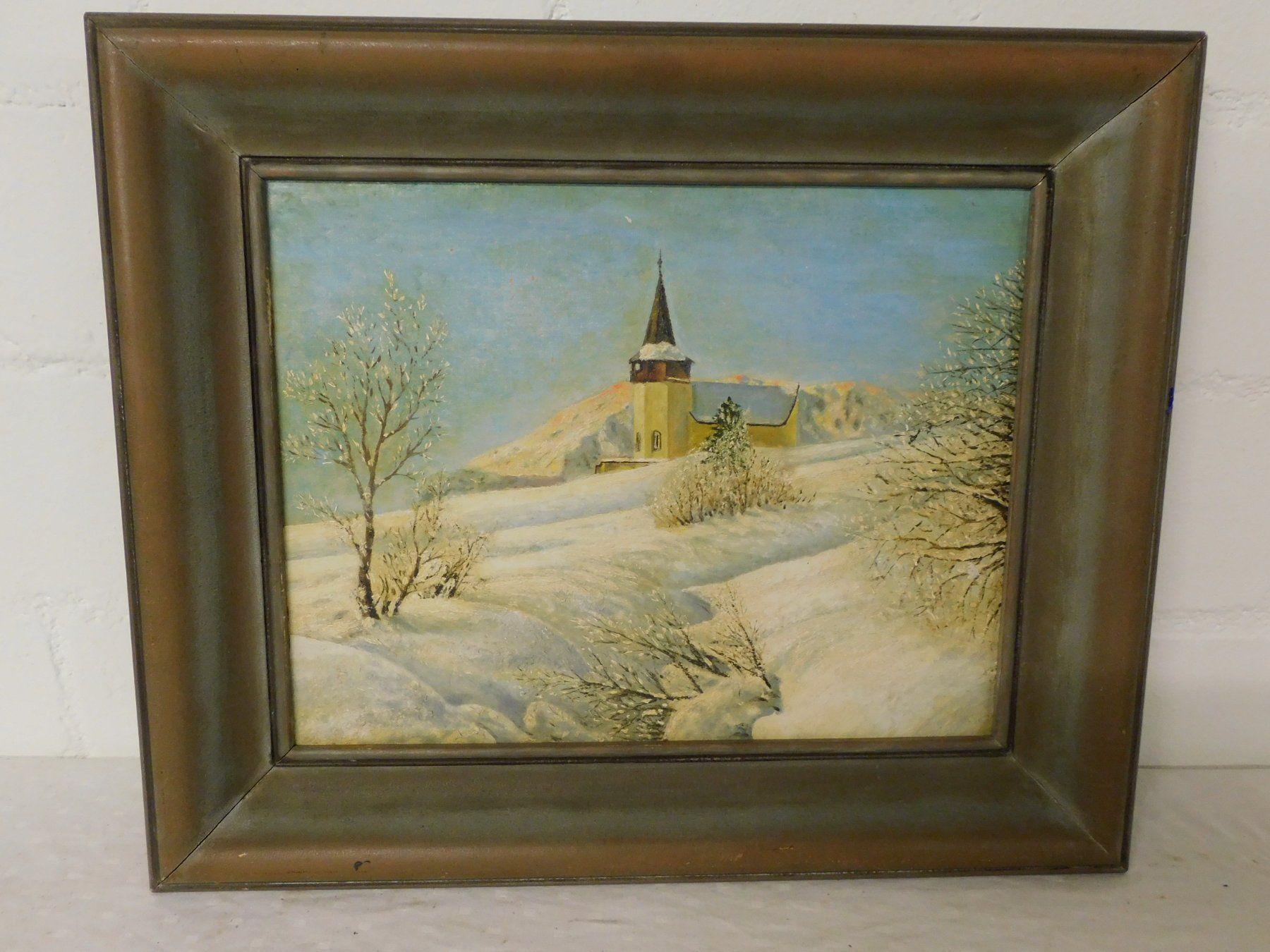 Dipinti: Winterliches Ölgemälde mit Kirche im Rahmen, signiert – Usato da sursee venduto da trilli-tralli 7