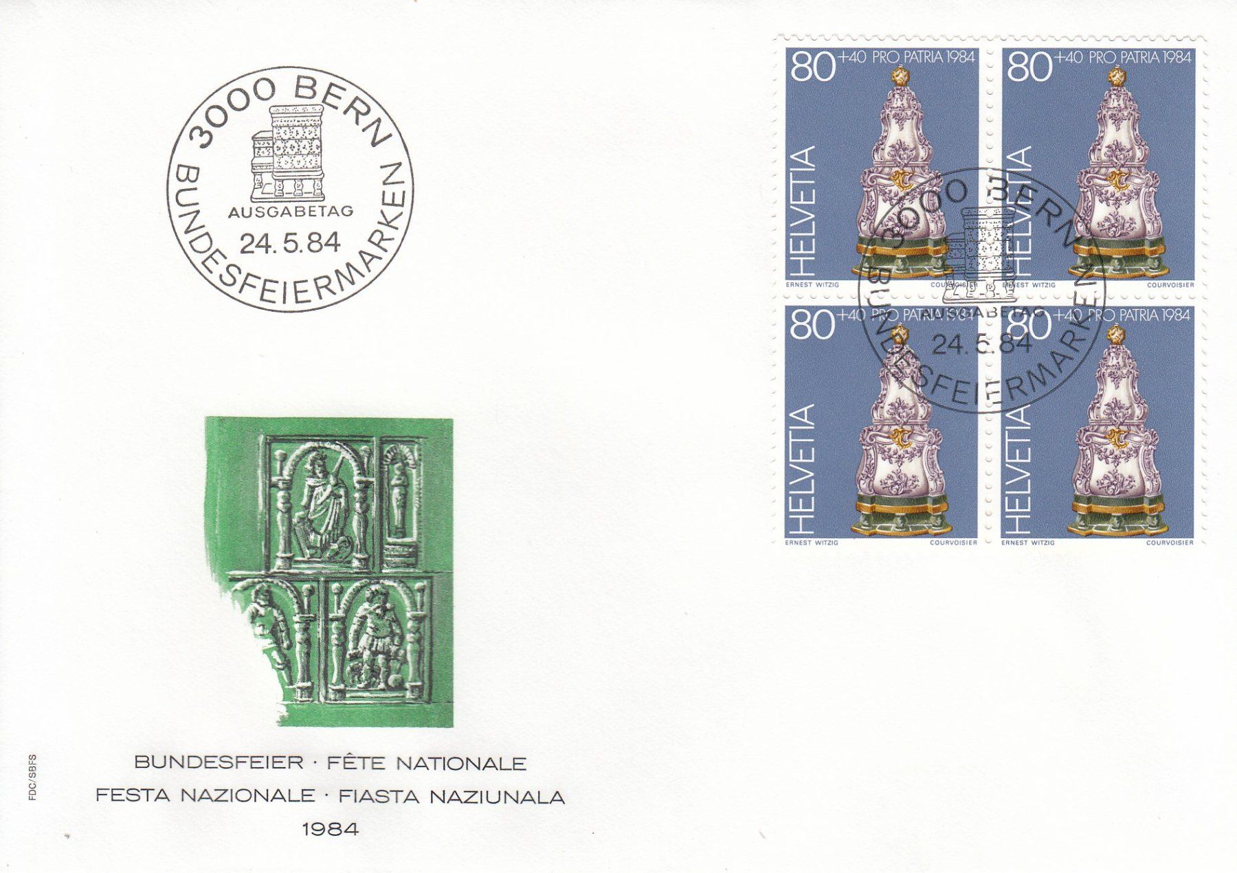 Tutti i francobolli: 1984 Pro Patria 4 FDC Viererblock – Usato da Spreitenbach venduto da Mustang_1105 3